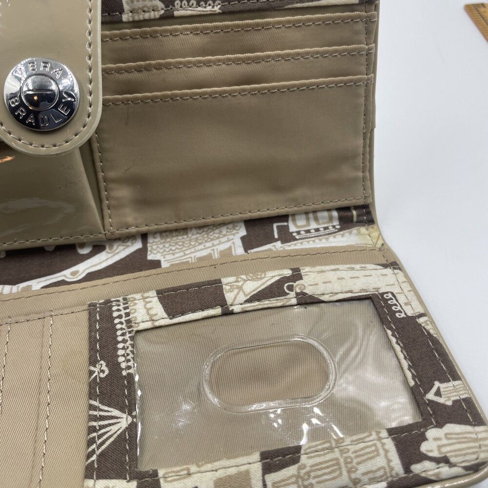 Vera Bradley tan khaki CAFE WALLET fold w/ coin - Picture 9 of 15